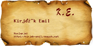 Kirják Emil névjegykártya